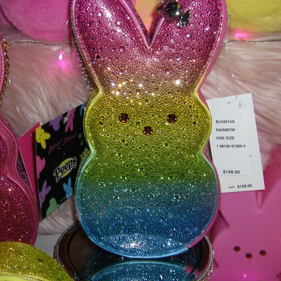 Betsey Johnson Kitsch Peeps Rainbow Rhinestone Bunny Rabbit Easter Crossbody Bag - Picture 10 of 16